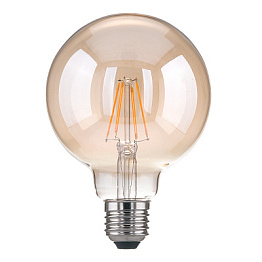 Лампа светодиодная филаментная E27 6W 3300K шар прозрачный 4690389100987