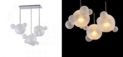 Светодиодный светильник Giopato & Coombes Bubble Chandelier Linear матовое белое стекло 3 плафона Loft-Concept 40.5856-3