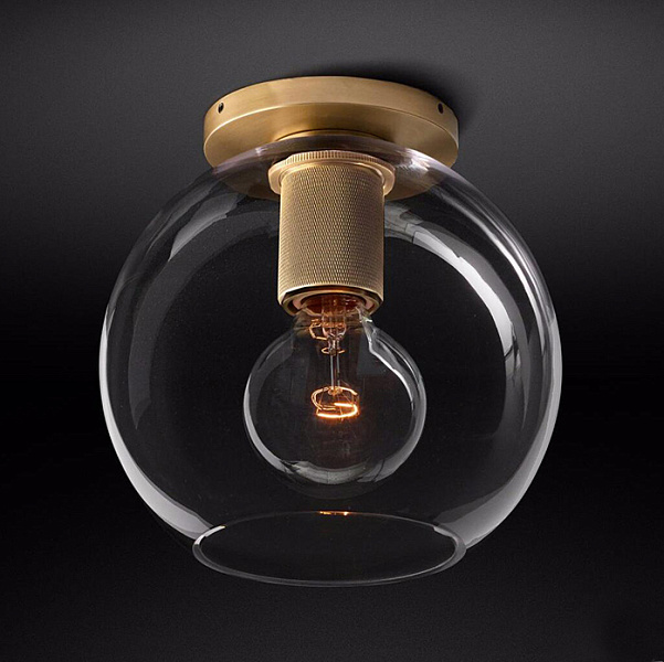 Потолочный светильник RH Utilitaire Globe Shade Flushmount Brass Loft Concept 48.066
