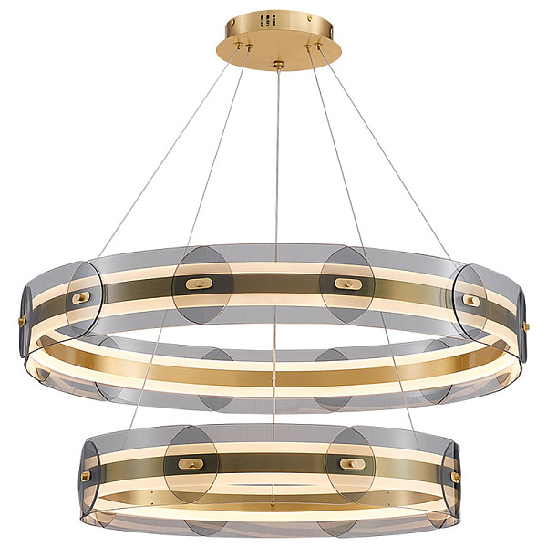 Люстра Gold 2 ring horizontal chandelier | Диаметр 60+80 см