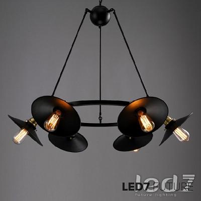 Светильник подвесной LED7 Future Lighting Loft Industry Black Cap Chandelier 6