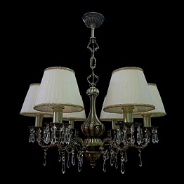 Люстра из бронзы НК-О-6 ЛАВ Абажур + Хрусталь