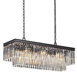 Люстра RH 1920s Odeon Clear Glass Rectangular Chandelier Black iron 100