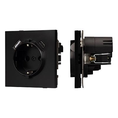 Механизм розетки с USB зарядкой Arlight SCT-TENDO-MUAC-PL-BK (230V, 16A) 054087