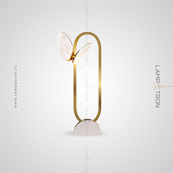Настольная лампа со стилизованным под бабочку плафоном на округлом каркасе с мраморным основанием Lampatron BABETTA TAB B