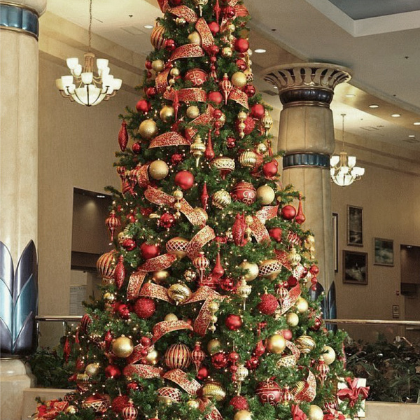 Дизайнерская Новогодняя Елка с Красным и Золотым декором Christmas Tree Golden Braid Loft Concept 79.003-4