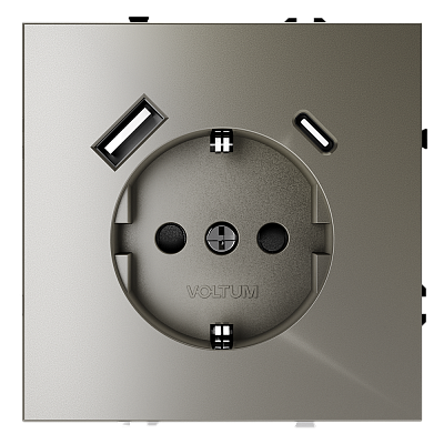 Розетка встраиваемая VOLTUM S70 с заземлением и защитными шторками VLS040504