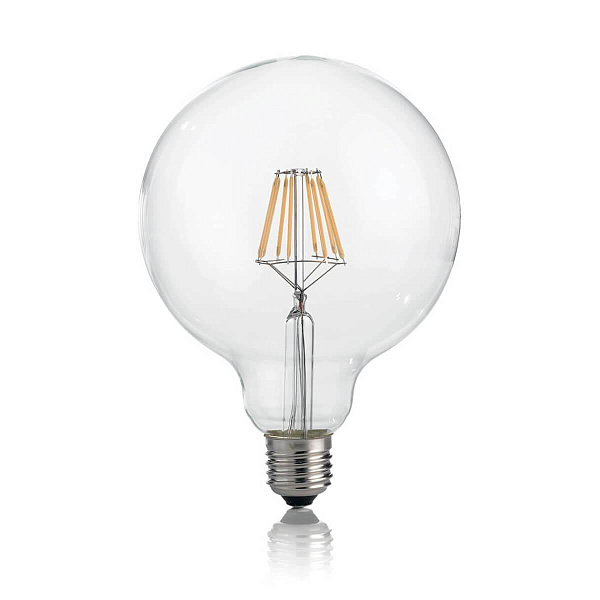 Лампа светодиодная филаментная Ideal Lux E27 8W 3000K шар прозрачная