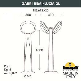 Светильник уличный наземный наклонный FUMAGALLI GABRI REMI/LUCIA 1L. 1R3.613.X20.WYE27