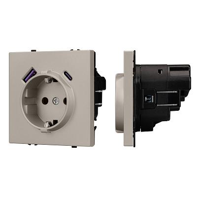 Механизм розетки с USB зарядкой Arlight  SCT-NOBE-MUAC-SFPL-CA (230V, 16A) 059444