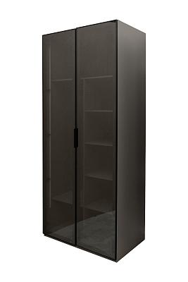 GD-10013-6 Шкаф Альто(Alto) двухд с полками, цвет серый Кобальт, дверцы стекло(тонир) 100*57*228.5см