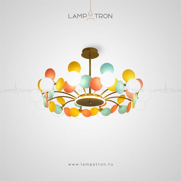 Серия люстр с шарообразными матовыми плафонами и круглыми декоративными лепестками Lampatron MATISSE LUX