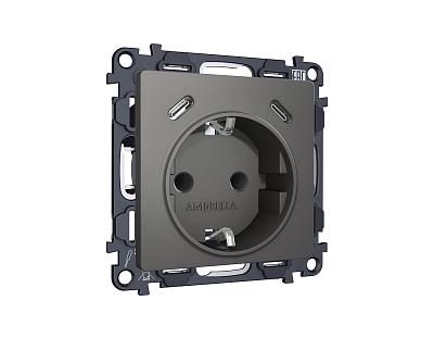 Комплект механизма электрической розетки с/з на винтовых зажимах Ambrella Volt ALFA MA660510