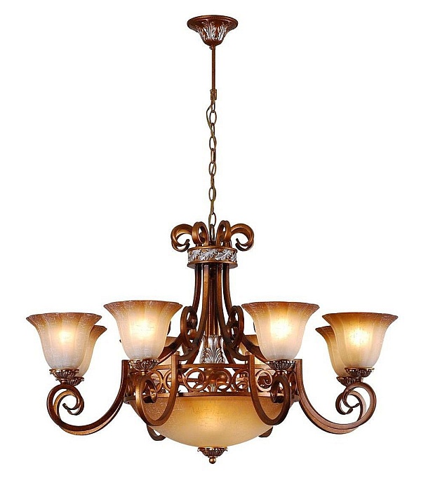SL312.303.09 — Люстра подвесная ST Luce, 9 плафонов, янтарный, бронза