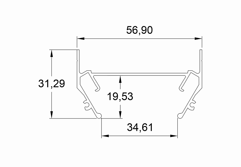 Закладной профиль под шинопровод для натяжного потолка 2м Denkirs TR3050-AL