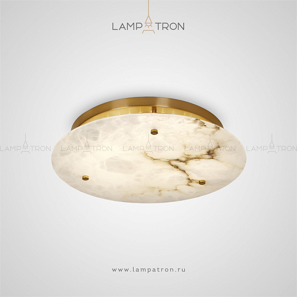 Потолочный светодиодный светильник в форме диска с плоским рассеивателем из мрамора на коротких вертикальных стойках Lampatron SANGRID