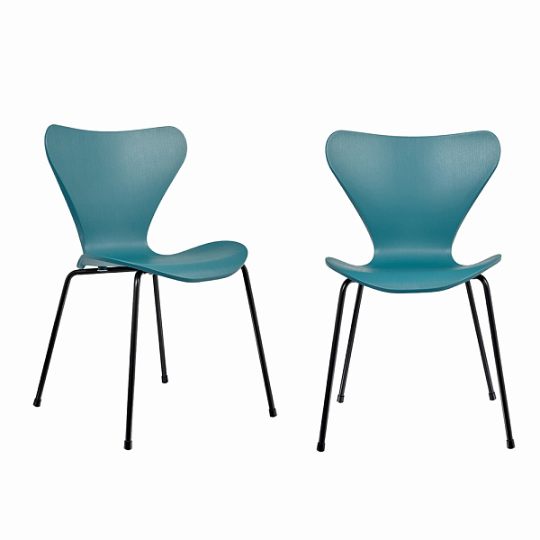 Комплект из 2-х стульев Seven Style голубой с чёрными ножками Bradexhome FR 0421P