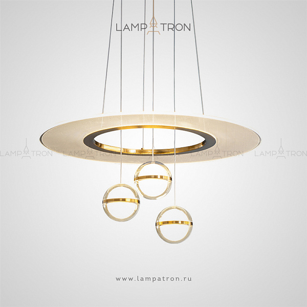 Серия светодиодных люстр с группой шарообразных светильников внутри кольцевого диска Lampatron SVENDA