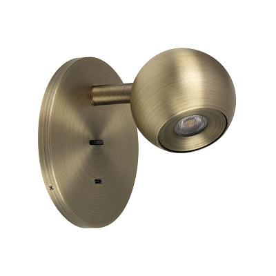 Настенный светильник Arlight SP-OTTORI-WALL-CHARGE-6W Warm3000 (BR, 30 deg, 230V, USB-C) (IP20 Метал