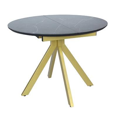 Стол Rudolf круглый раскладной чёрный керамогранит, матовое золото BradexHome RF 0