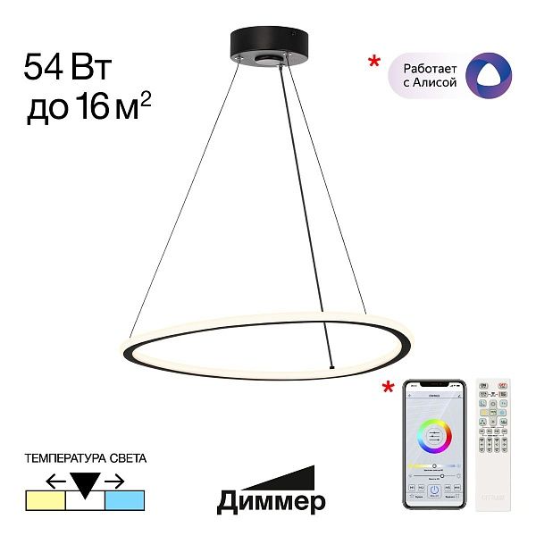 Люстра подвесная черная с пультом Citilux TRIO CL215B051