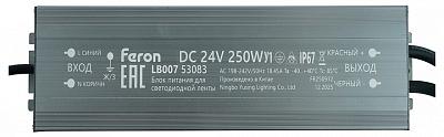 Трансформатор электронный для светодиодной ленты 250W 24V IP67 (драйвер), LB007 FERON