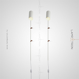 Бра с цилиндрическим плафоном на вертикальной стойке со стилизованным под дерево креплением Lampatron LIDNY