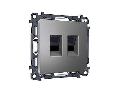 Комплект механизма компьютерной двойной розетки RJ-45 (8P8C) CAT6  Ambrella Volt ALFA MA662110