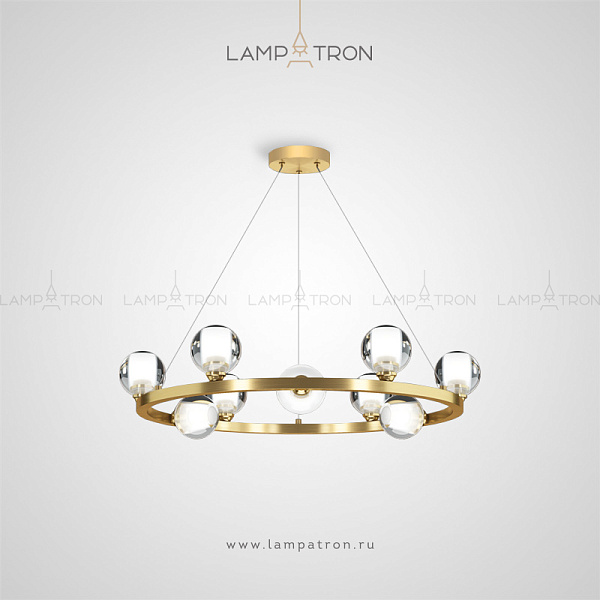 Серия кольцевых люстр с шарообразными стеклянными плафонами на струнном подвесе Lampatron ILIANA CH