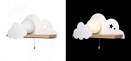 Бра с деревянной полкой белое Облако Wall Lamp White Cloud Loft-Concept 44.2160-3