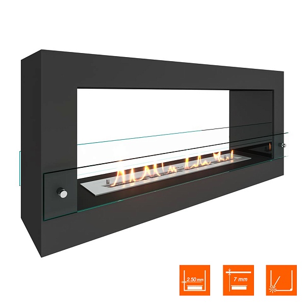 Биокамин SteelHeat FRAME ONE 1000 черный (Стекло + Стемалит)