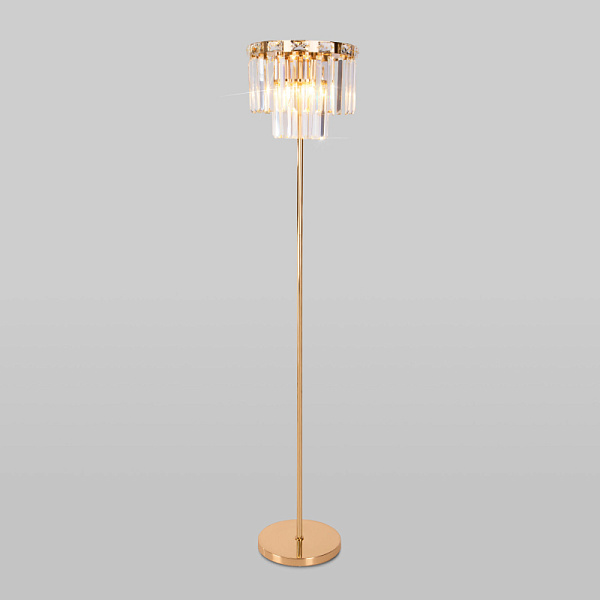 Торшер Eurosvet Elegante 01137/3 золото/прозрачный хрусталь Strotskis a060649