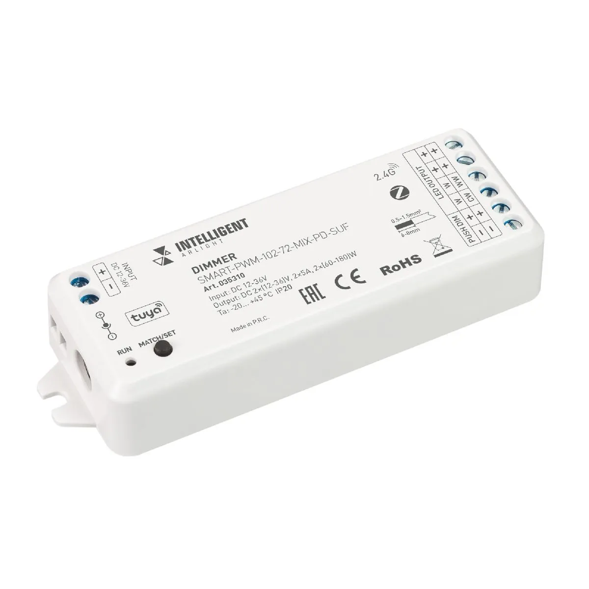 Диммер Arlight SMART-PWM-102-72-MIX-PD-SUF (12-36V, 2x5A, ZB, 2.4G) 035310