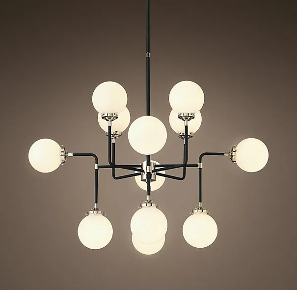 Люстра BISTRO GLOBE MILK GLASS SILVER CHANDELIER 12 Loft Concept 40.1956