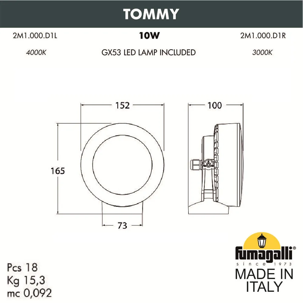 Светильник уличный настенный/наземный FUMAGALLI TOMMY  2M1.000.000.LYD1L