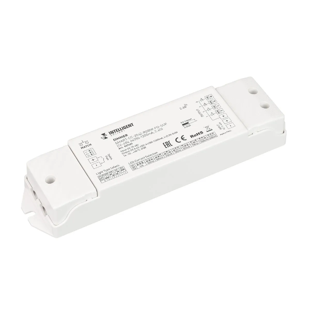 Диммер Arlight SMART-CC-2042-RGBW-PD-SUF (12-48V, 4x350-1200mA, 2.4G) 037421