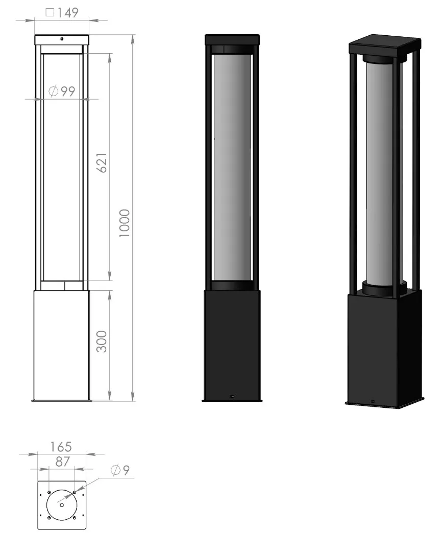 Уличный наземный фонарь столбик Гуэль 430-41/b-09