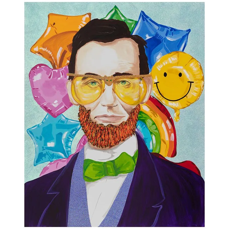 Картина Abe Lincoln in Purple Velvet Blazer on Mylar Balloon Background Loft Concept 80.453-1