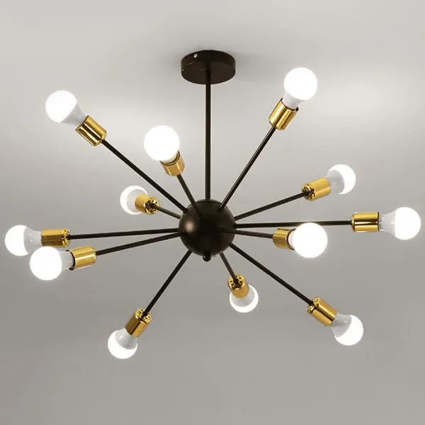 Люстра Sputnik LIGHT JET 12 Black and Gold Loft Concept 40.1568