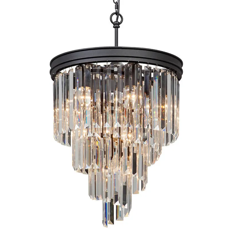 Люстра Odeon Chandelier Helix Black каскад прозрачное стекло D 48