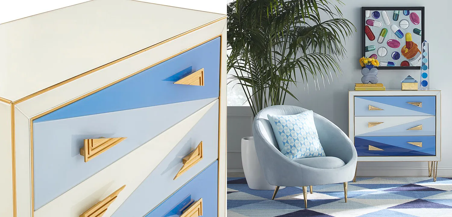 Комод Jonathan Adler Blue-Ivory Harlequin 3 Drawer Chest designed by Jonathan Adler 10.293-0